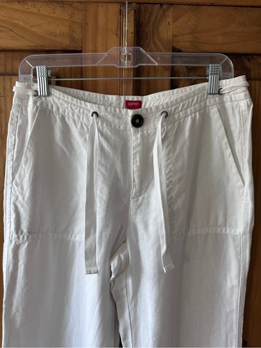 ESPRIT White Cotton Linen Blend Wide Leg Pants - Size 8 - photo 4