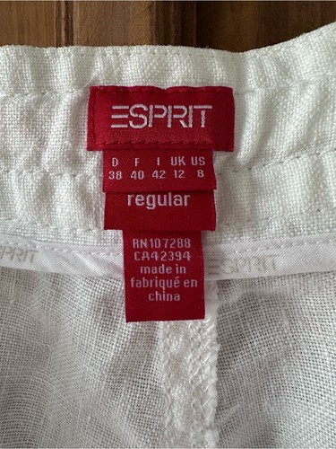 ESPRIT White Cotton Linen Blend Wide Leg Pants - Size 8 - photo 5