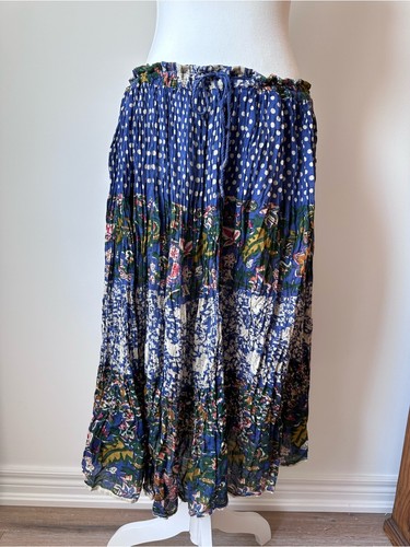 Vintage Y2K Coupé Classique Cotton Boho Peasant Skirt - L