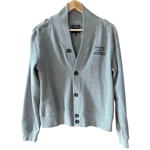 Vintage Y2K Urban Behavior Men's Gray Knit Cardigan Sweater - La