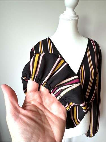 Band of Gypsies Wrap Blouse Deep V Vertical Stripes - Large - photo 2
