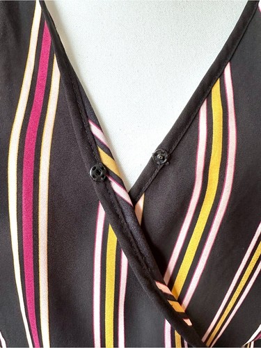 Band of Gypsies Wrap Blouse Deep V Vertical Stripes - Large - photo 5