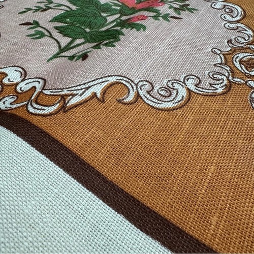 NOS Vintage Heritage Cotton Linen Tablecloth Cream Brown 51x68 - photo 3
