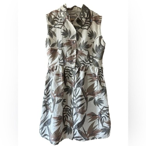 Laura Bianchi 100% Linen Neutral Florals Sleeveless Dress - M - photo 2