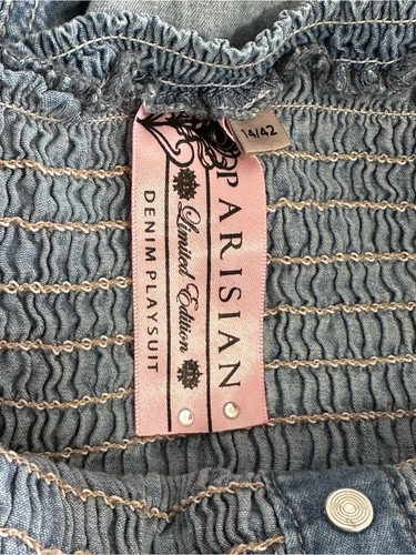 Parisian Denim Playsuit 100% Cotton Ltd Edition Size 14 - photo 5