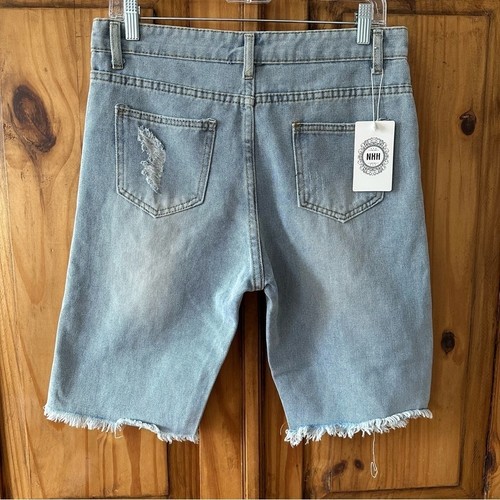 NWT Distressed Denim Jorts High Rise Bermuda Shorts - XL - photo 2