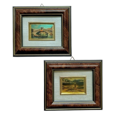 Vintage 80s Set of 2 Mini Frames Venice Landmarks