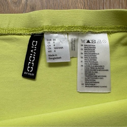 Divided H&M Women’s Neon Yellow Mini Skirt Retro - Size 4 - photo 3