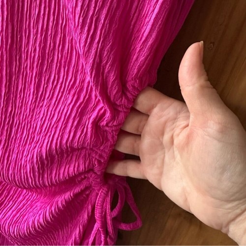 Hot Pink Crew Neck Sleeveless Cut Out Dress Drawstrings - Large - photo 5