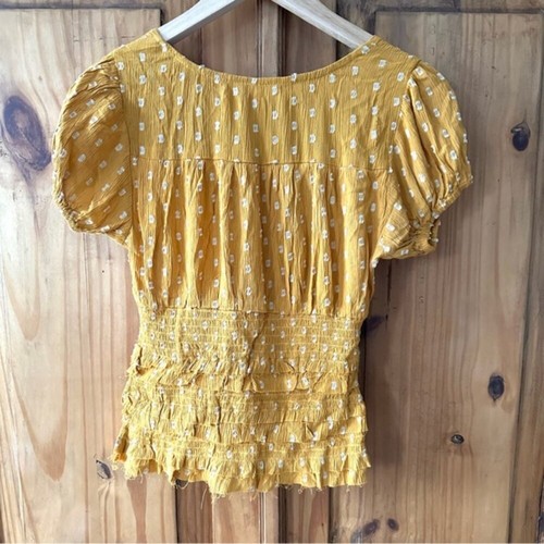 Rebellion Mustard Boho Chic Peasant Top Blouse - Medium - photo 3
