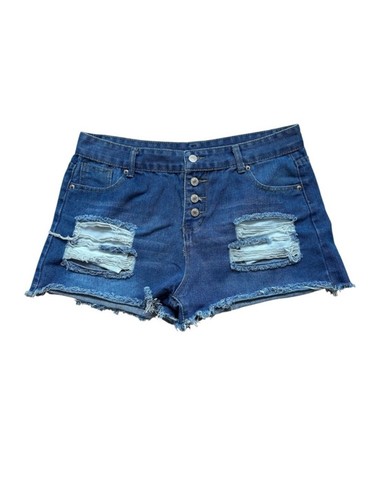 Distressed Denim High Waisted Cutoff Jean Shorts - XL