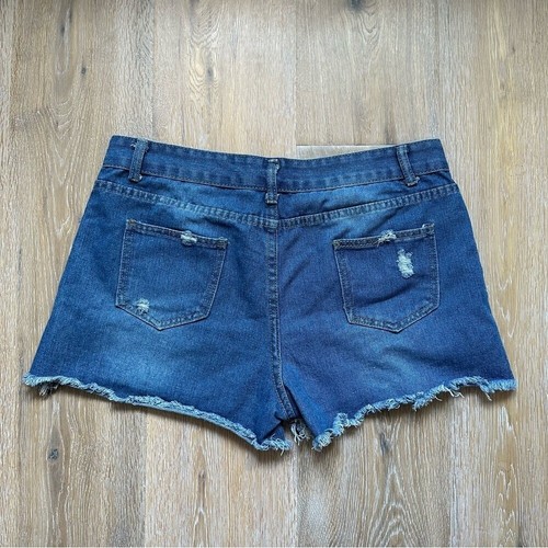 Distressed Denim High Waisted Cutoff Jean Shorts - XL - photo 2