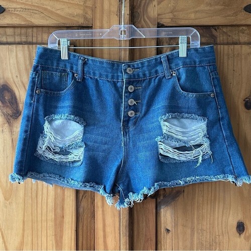 Distressed Denim High Waisted Cutoff Jean Shorts - XL - photo 5