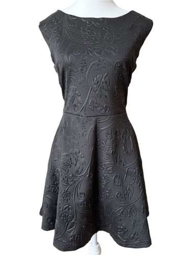 Embossed Black Fit & Flare Sleeveless Mini Dress - M - photo 2