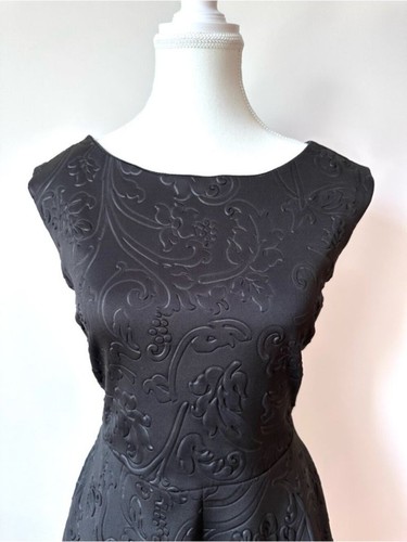 Embossed Black Fit & Flare Sleeveless Mini Dress - M - photo 4