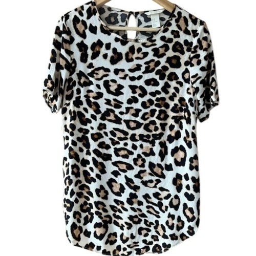 H&M Leopard Print Short Sleeve Blouse