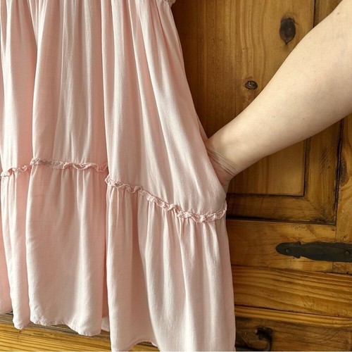 Pink Boho Tiered Peasant Dress Festival Coastal Cowgirl Sundress - photo 3