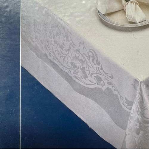 NOS NWT Vintage Home Studio Damask White Tablecloth - 62" by 84" - photo 4