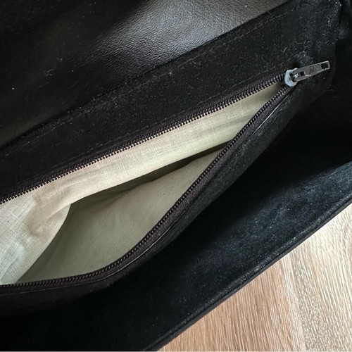 Vintage 80's Black Velvet Clutch Envelope Purse Faux Snake Skin - photo 5