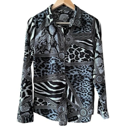 Vintage 90's Y2K Animal Print Button Up Shirt - M