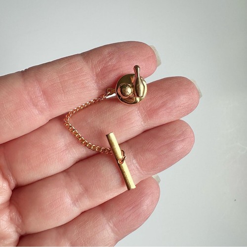 Vintage 70’s 3pc Cufflinks & Tie Clip Set Gold Tone Black Bowlin - photo 5