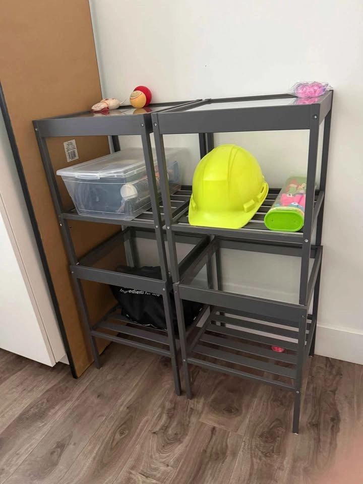 Ikea Grey 2-Tier side tables with Glass Tops - photo 2