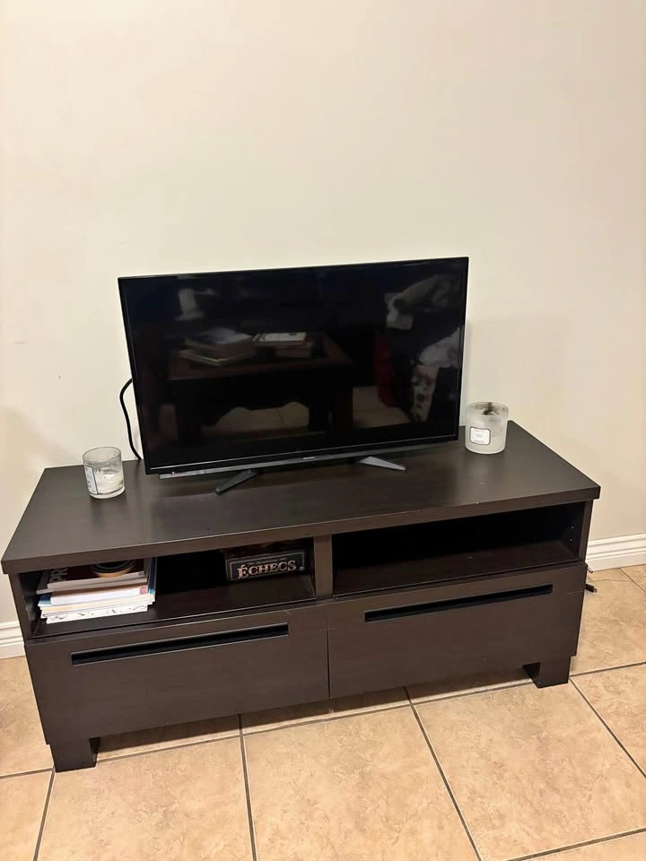 Dark Brown TV Stand with Drawers