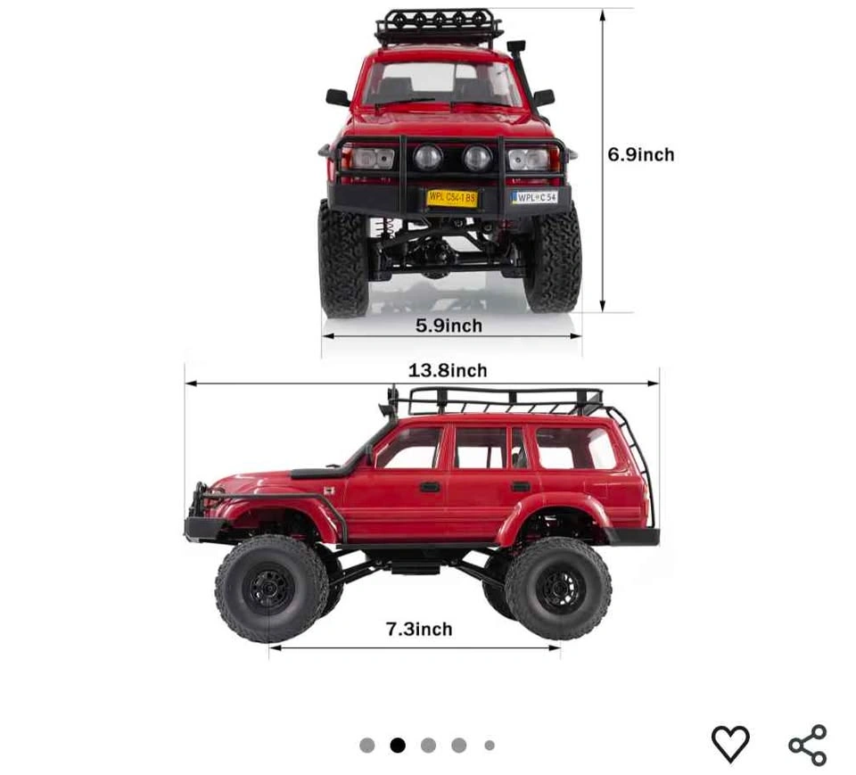 WPL C54 1/16 RC Crawler, 4WD Off-Road Truck, Remote + Battery - photo 2