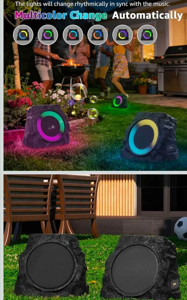 MIKK Solar Rock Speakers 2-Pack - Waterproof Bluetooth - photo 3