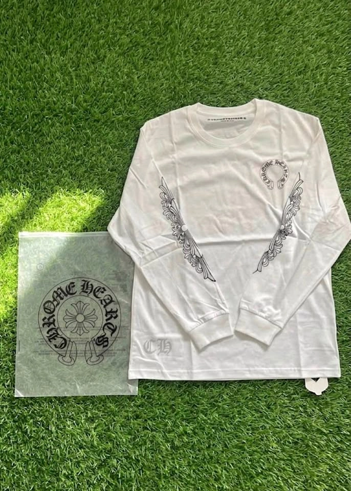 Chrome Hearts White Floral Sleeve Long Sleeve T-Shirt