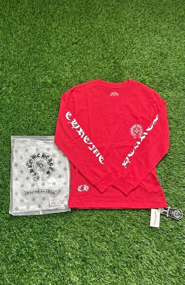 Chrome Hearts Red Scroll Sleeve Long Sleeve T-Shirt