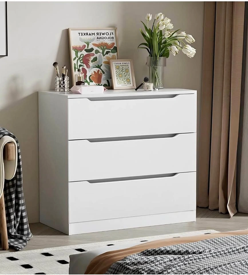 New in box-3 Drawer White Nightstand, Wide Bedside Table