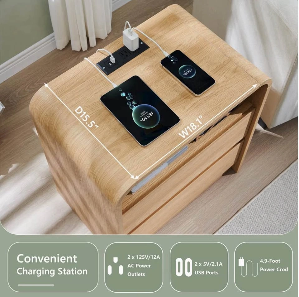 New in box- Modern Nightstand with Charging Station - photo 3