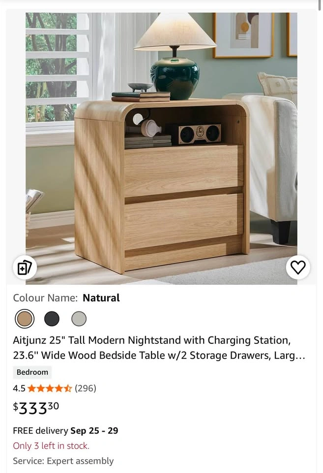 New in box- Modern Nightstand with Charging Station - photo 4