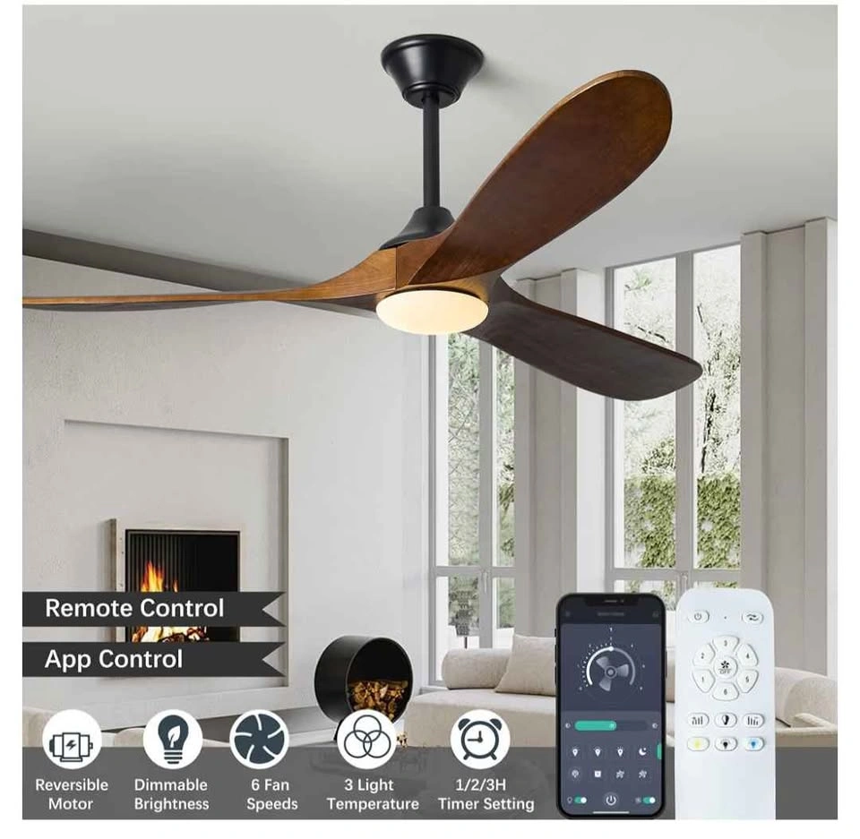 60 Inch Solid Wood Ceiling Fan with Lights and Remote - photo 5