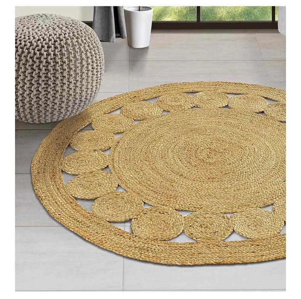 6ft Round Braided Jute Area Rug (brand new)