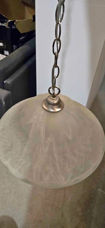 🏈1-Light Brushed Nickel Dome Pendant with Marbleized Glass Shade