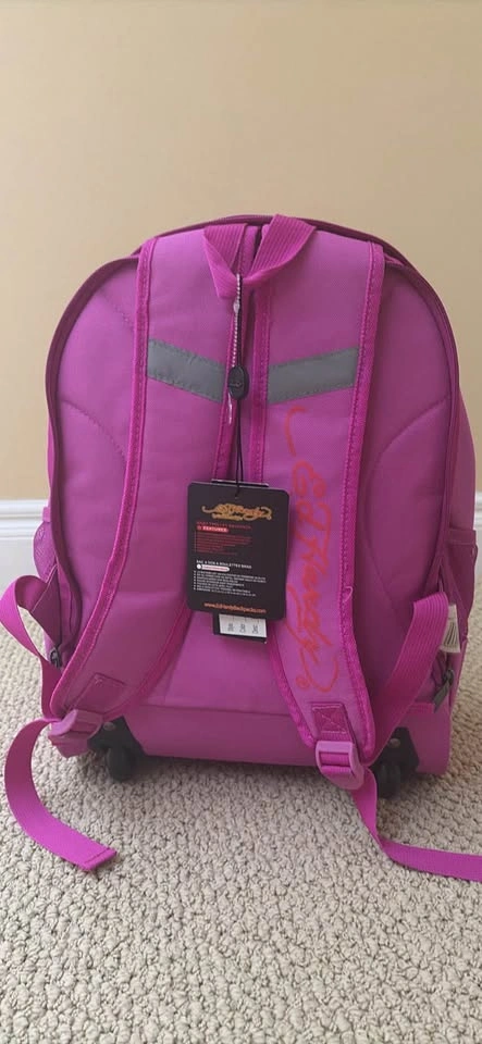 Ed Hardy Brad Trolley Rolling Backpack Purple Patches - photo 2