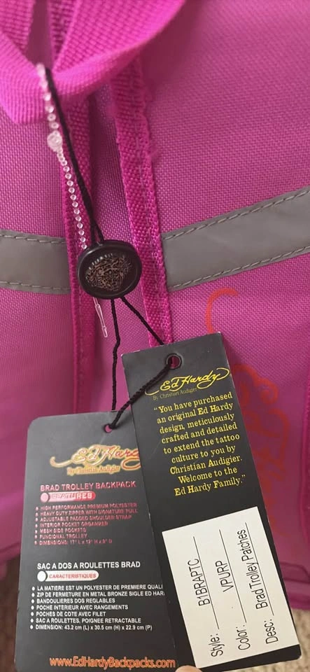 Ed Hardy Brad Trolley Rolling Backpack Purple Patches - photo 5
