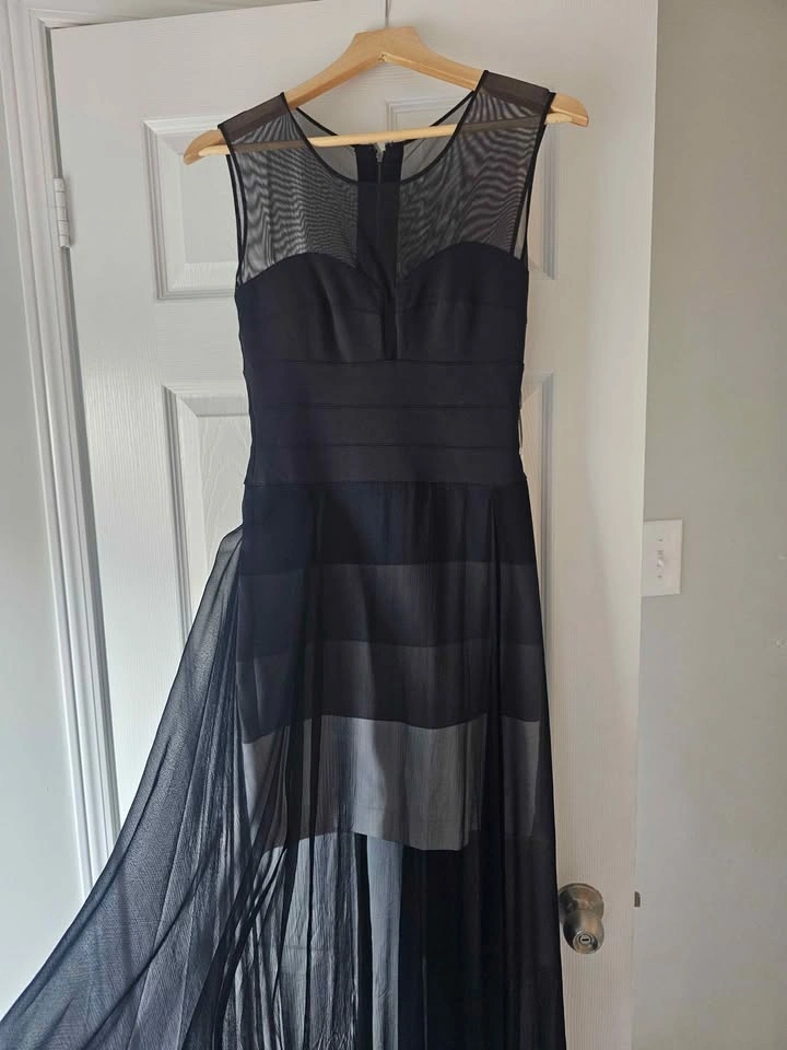 BCBGMAXAZRIA Black Sheer Maxi Evening Dress – Size Small – NWT - photo 2
