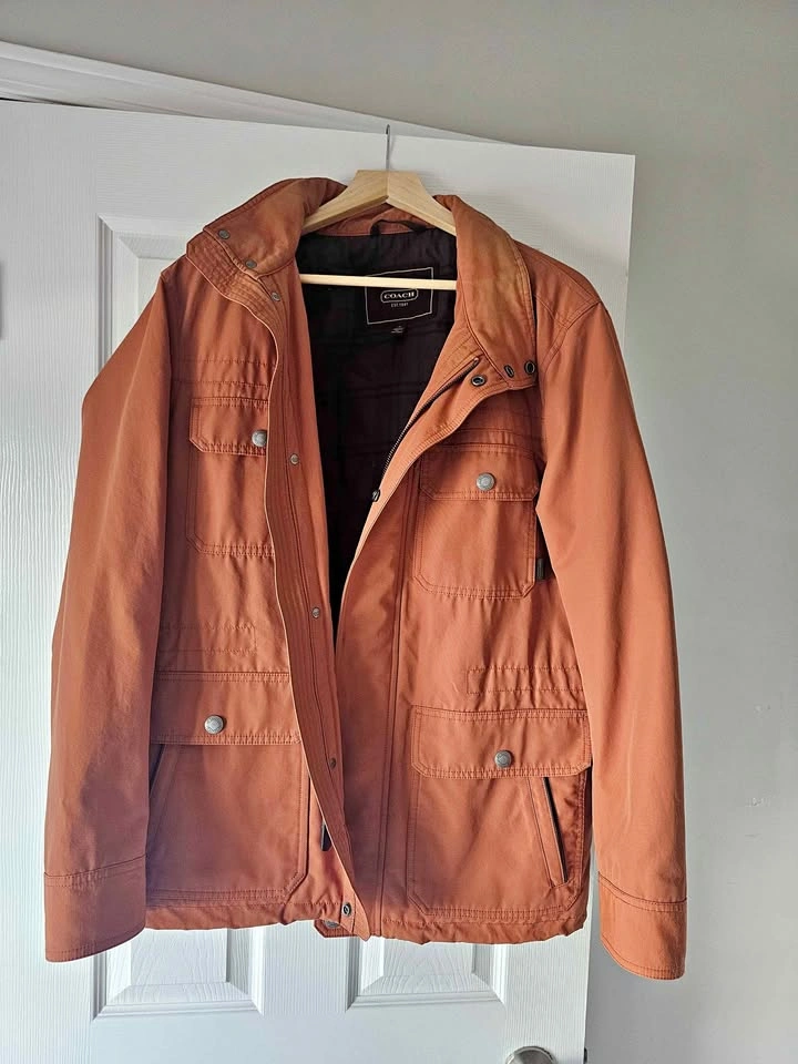 Men’s Coach Jacket – Size Medium – Burnt Orange/Rust