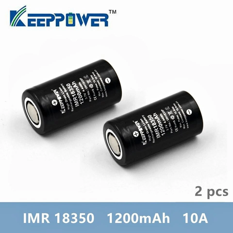 New 2pcs KeepPower 10A IMR18350 Li-ion Rechargeable Batteries