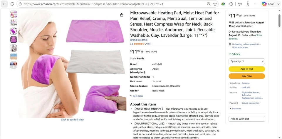 NEW Microwavable Heating / Cooling Pad 11" x 7" - photo 4