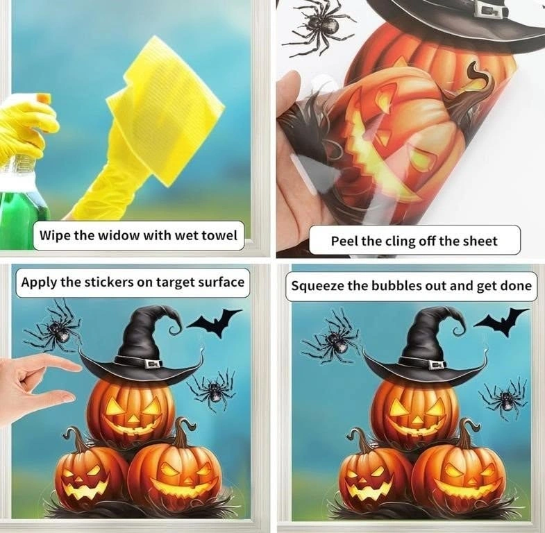 New KIMOBER 8 Sheet Halloween Window Clings Decals, 92Pcs - photo 2