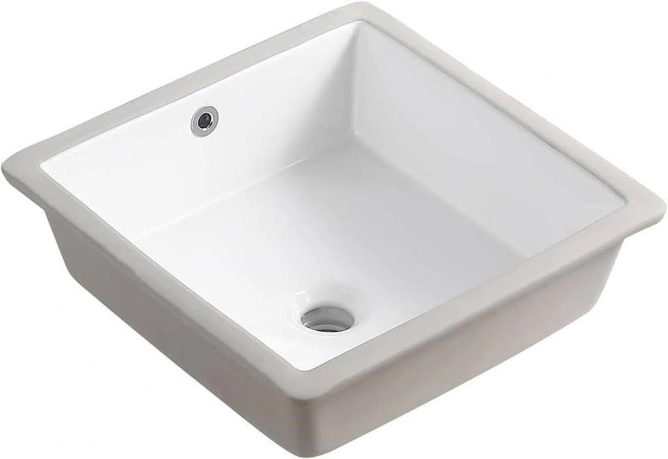 KINGWONG 16" Square White Undermount Bathroom Sink