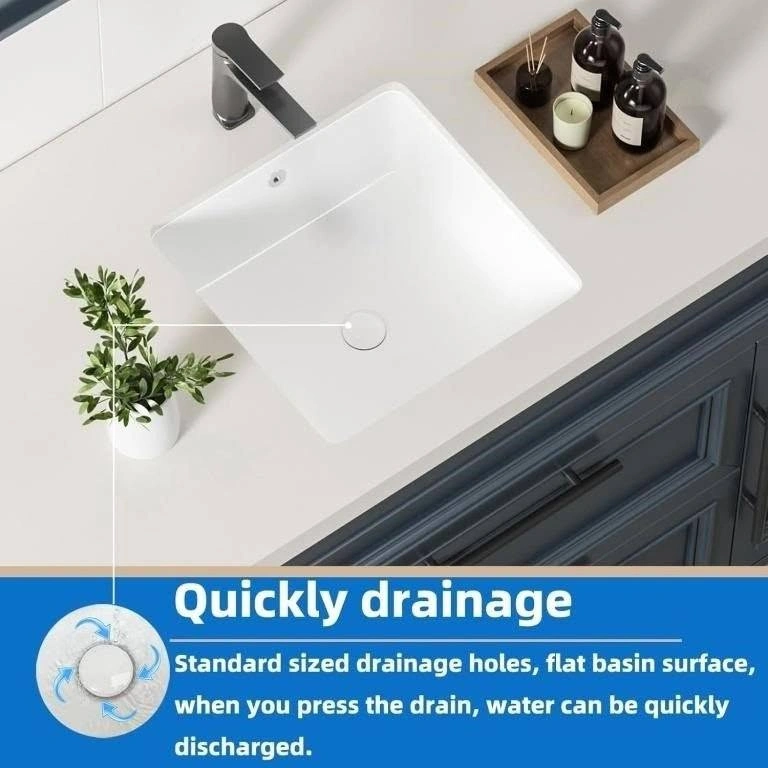 KINGWONG 16" Square White Undermount Bathroom Sink - photo 3