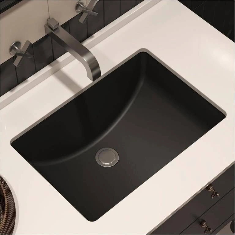 MEJE 20.9-Inch Black Undermount Bathroom Vessel Sink - photo 5