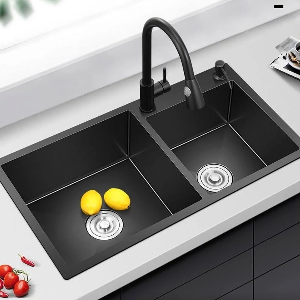 New Black Double Bowl Kitchen Sink 31" Stainless Steel - photo 2
