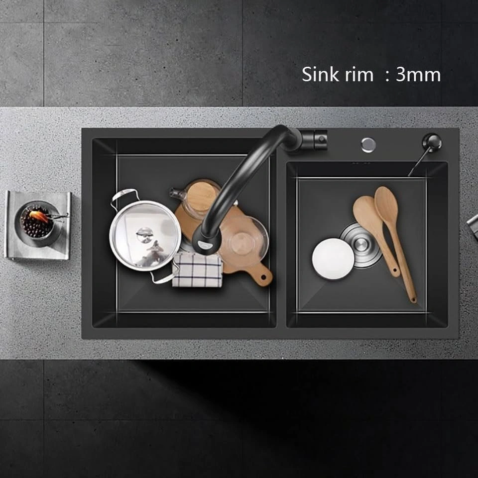 New Black Double Bowl Kitchen Sink 31" Stainless Steel - photo 5