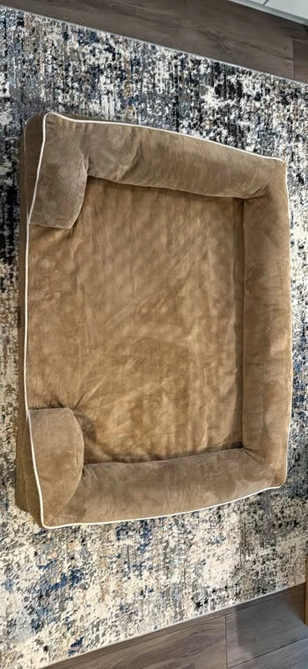 Brown Bolster Dog Bed 36” X 24”
